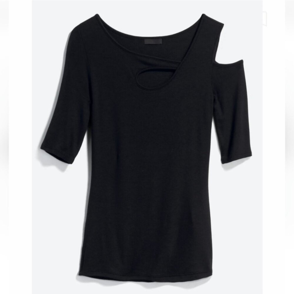 Stitch Fix Goldray Asymmetric Cold Shoulder Top/ Black/ Size Small